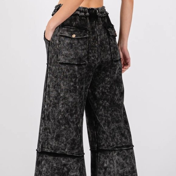 SAGE + FIG Mineral Washed Terry Wide Leg Pants - Picture 5 of 8